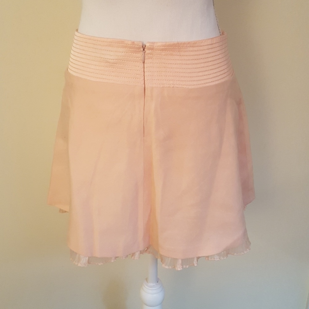 Bebe peach a-line linen mini skirt w/ lining/tulle - Picture 4 of 7